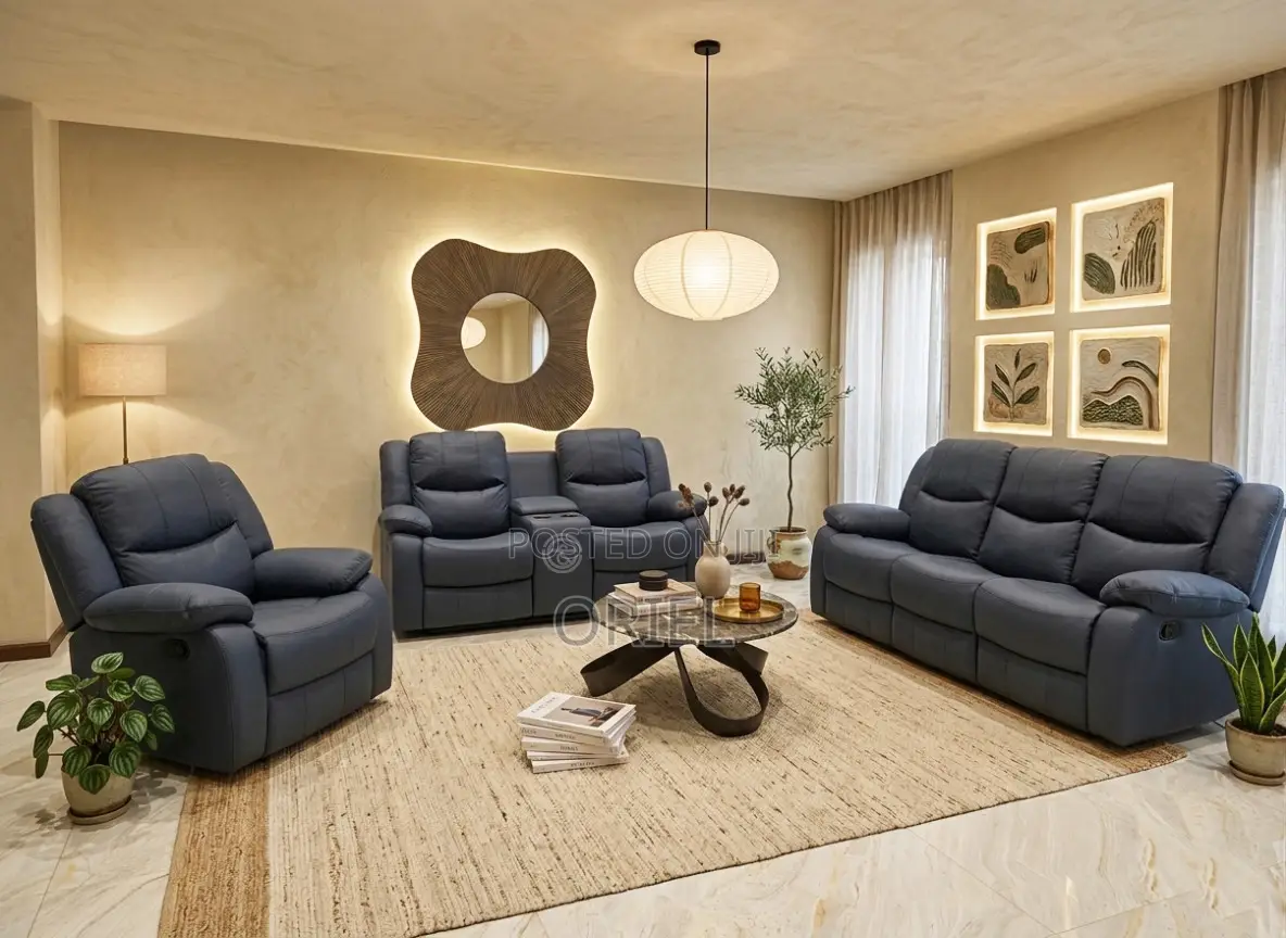 Office Sofa : 6-Seater Leather Reclining Executive Home/Office Sofaset