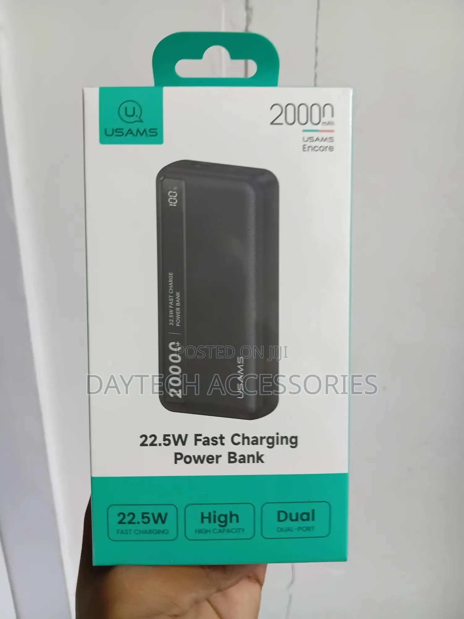 Usams Power Bank (20000 Mah) 3 Ports - Black