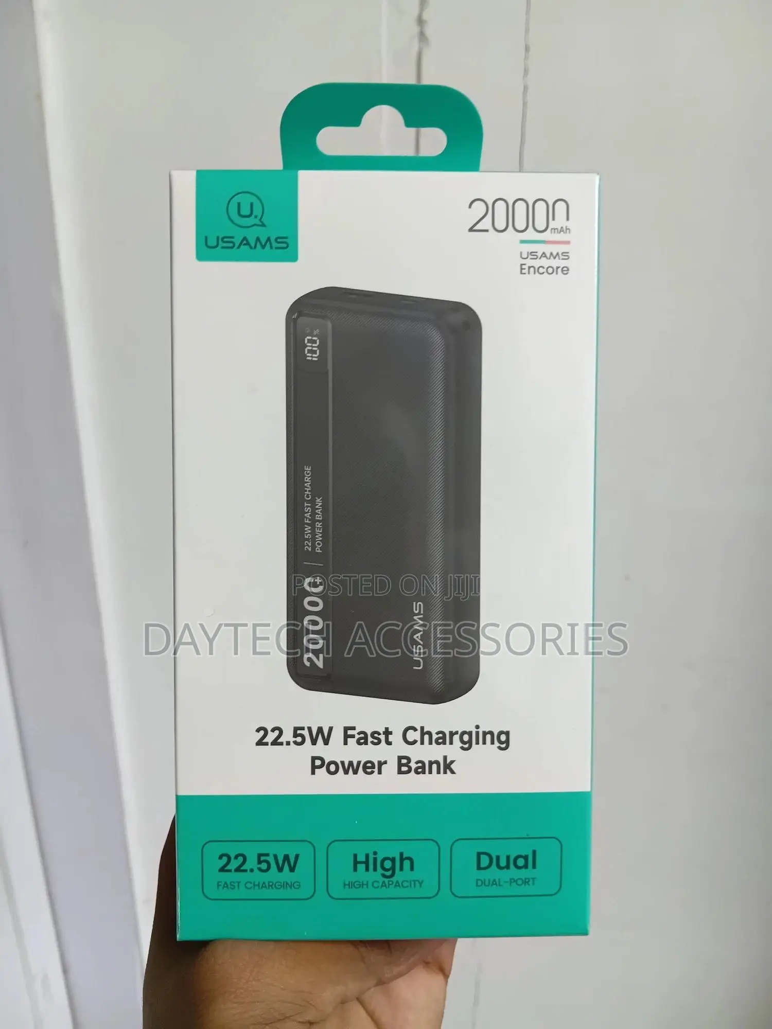 Usams Power Bank (20000 Mah) 3 Ports - Black