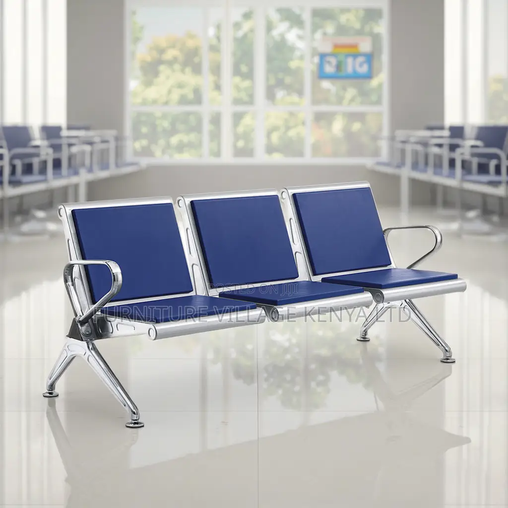 3-Link Leather Padded Guest Reception Bench
