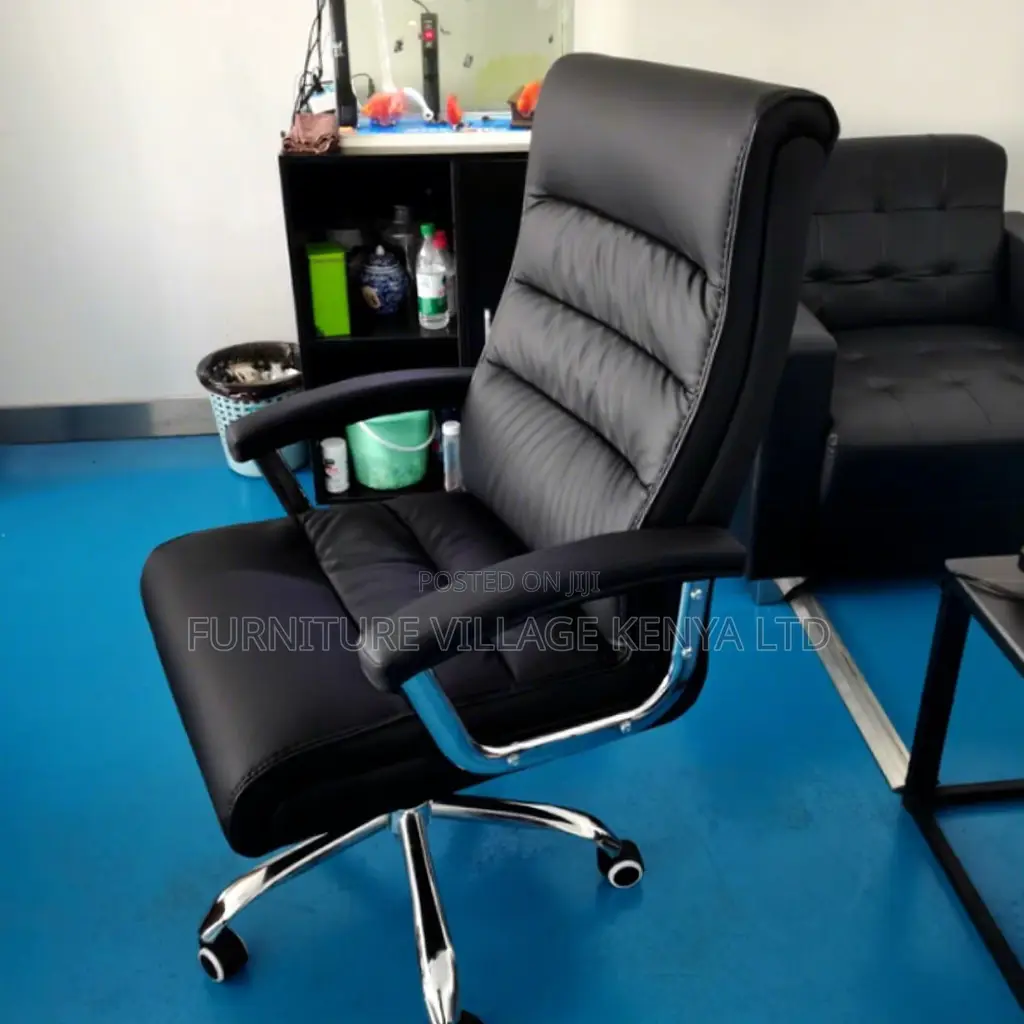 Gray Executive Leather Manager's Desk Seat