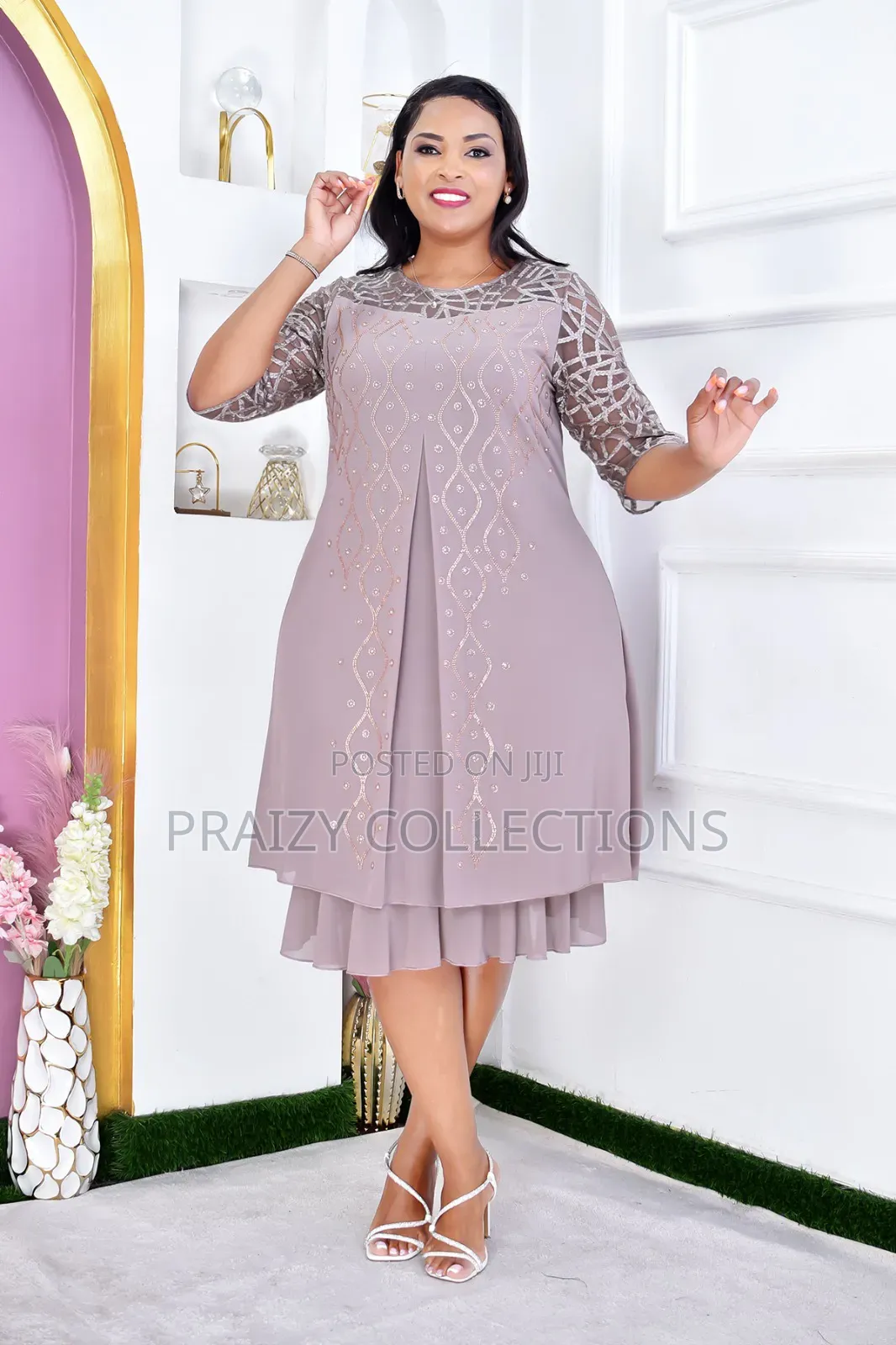 Beautiful Heavy Chiffon Dress With Sequins