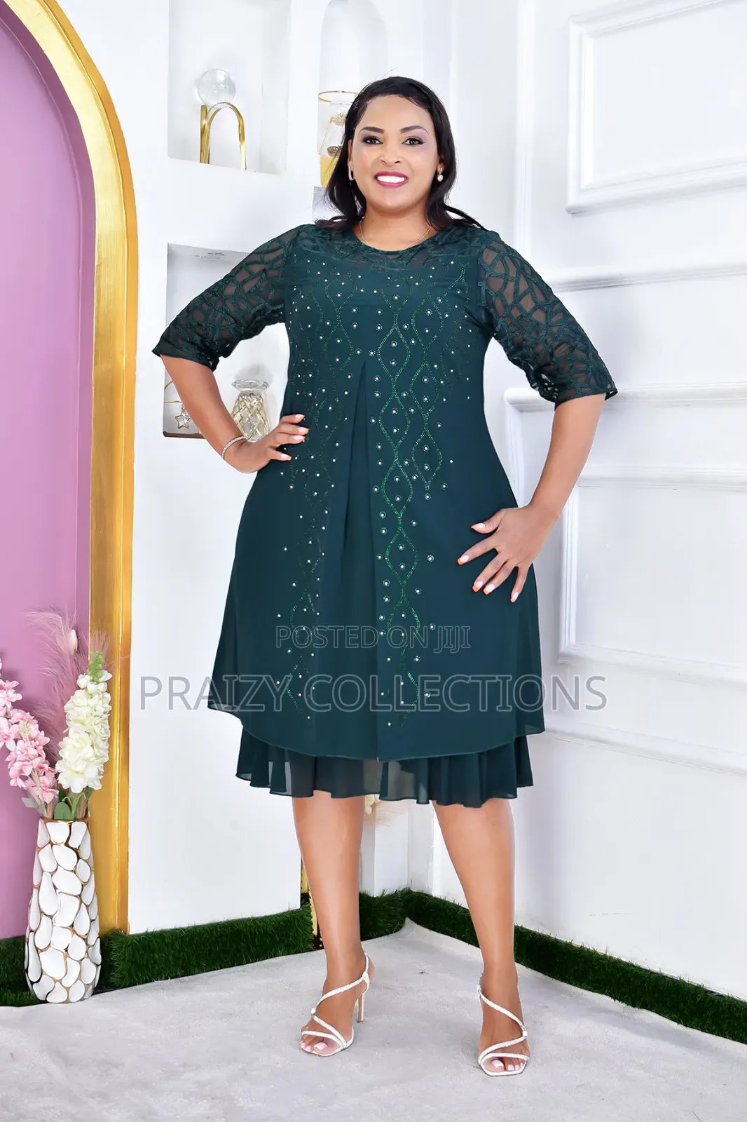 Beautiful Heavy Chiffon Dress With Sequins