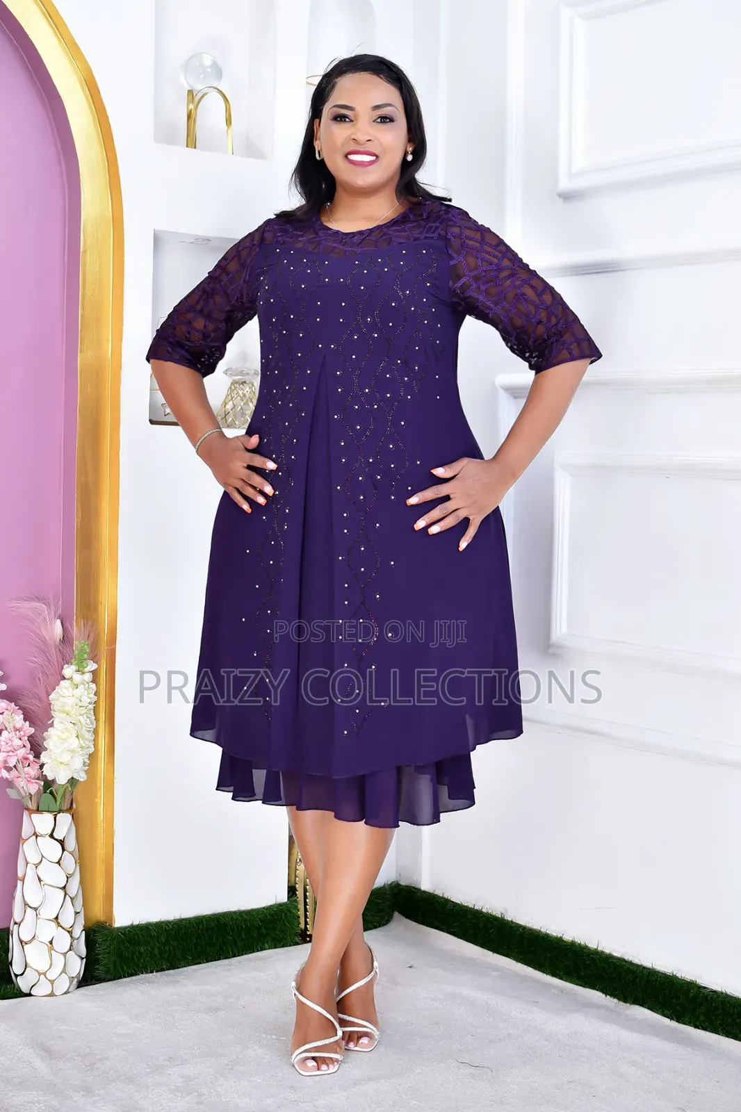 Beautiful Heavy Chiffon Dress With Sequins