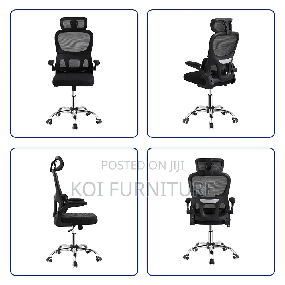 Office Chair; High Backrest Orthopedic Seat With Headrest