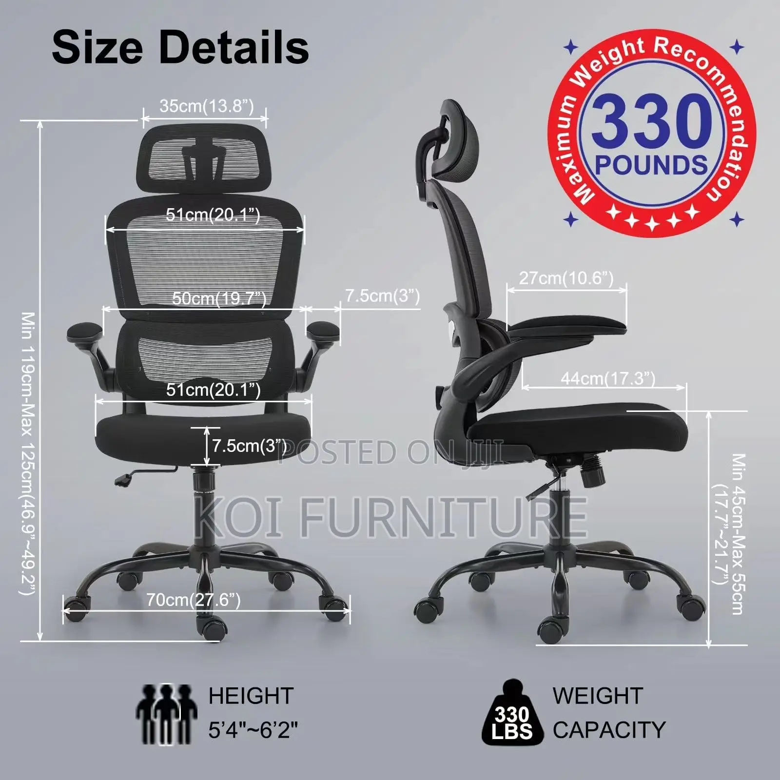 Office Chair; High Backrest Orthopedic Seat With Headrest