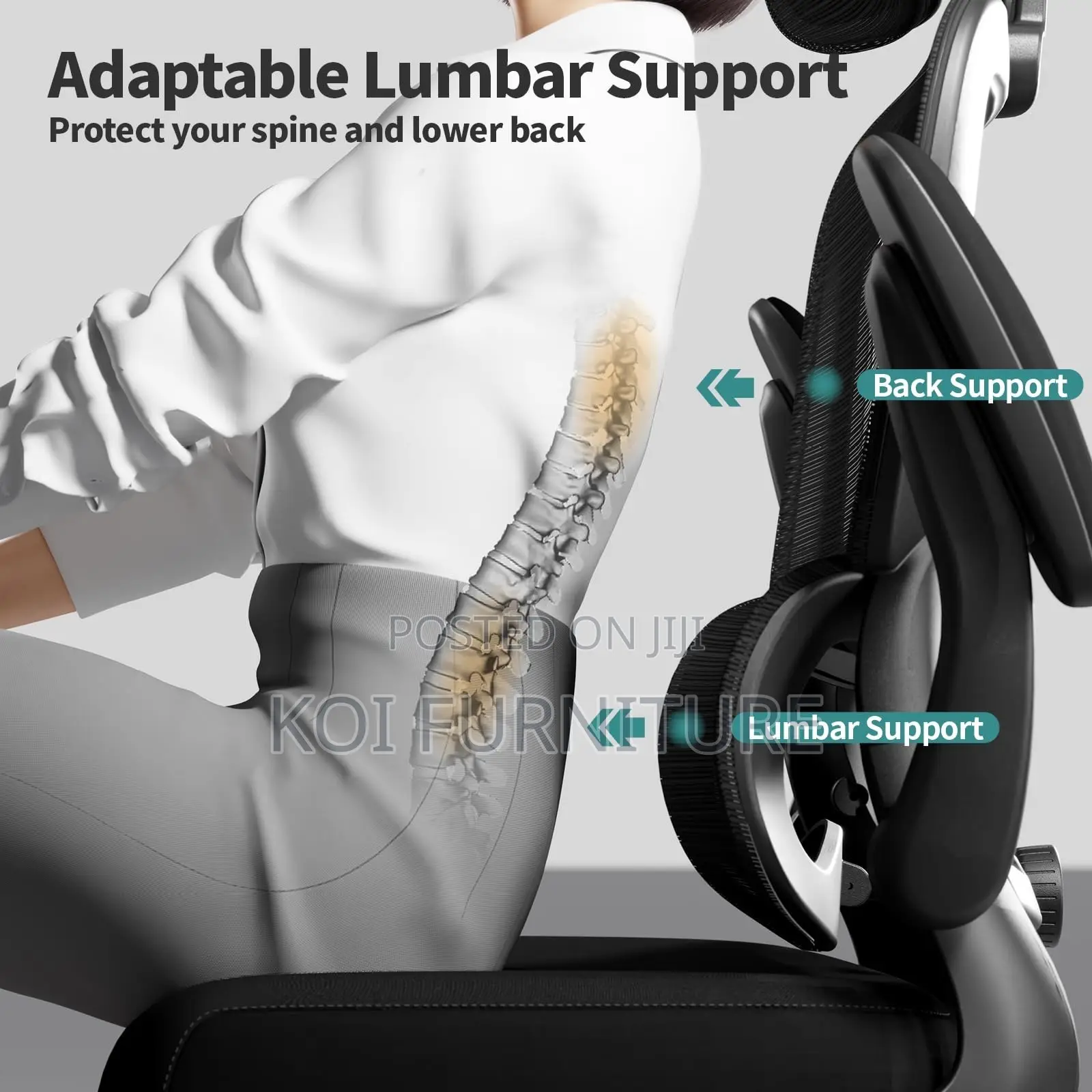 Office Chair; High Backrest Orthopedic Seat With Headrest