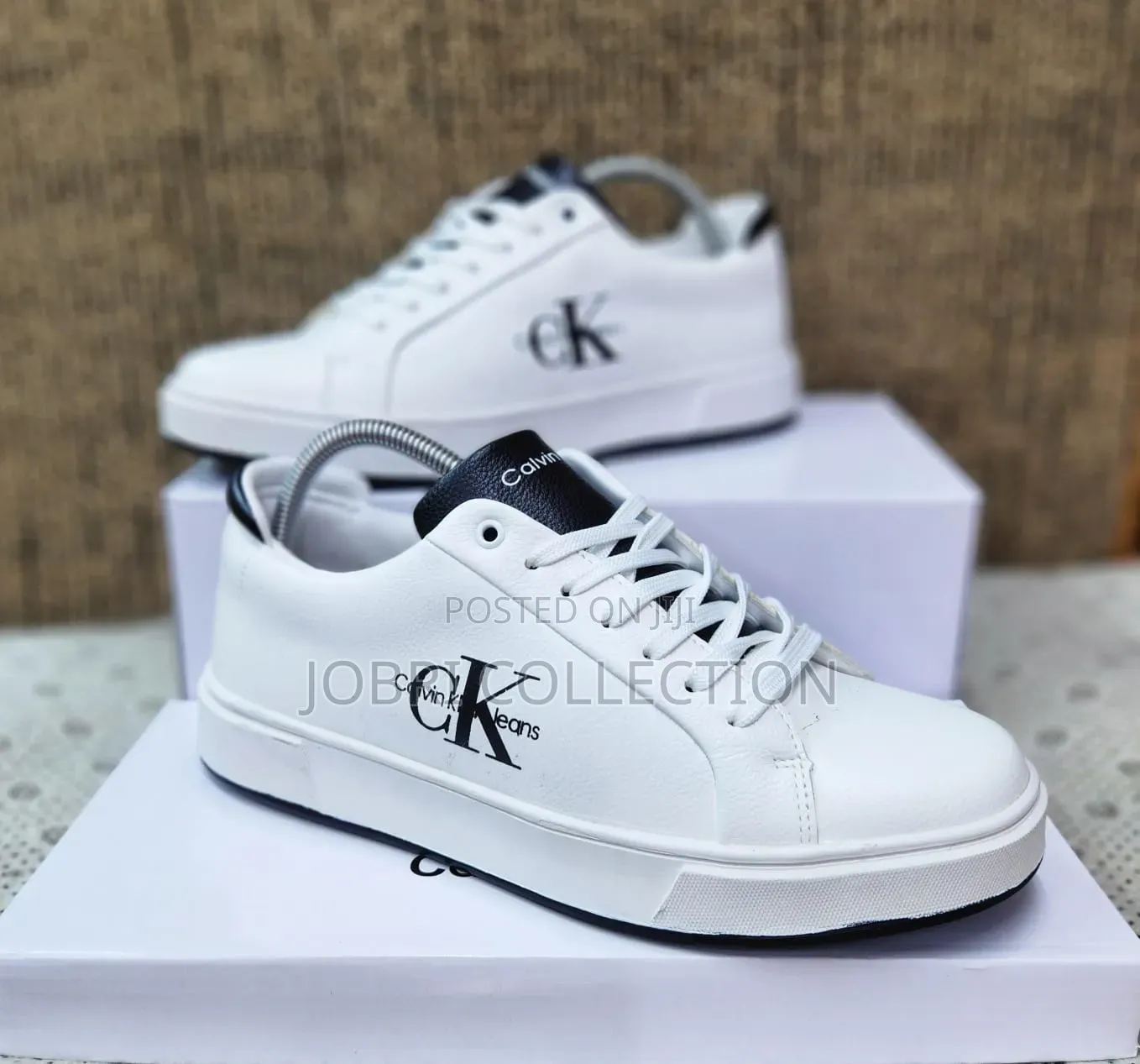 Black and White Calvin Klein Leather Casual Sneakers