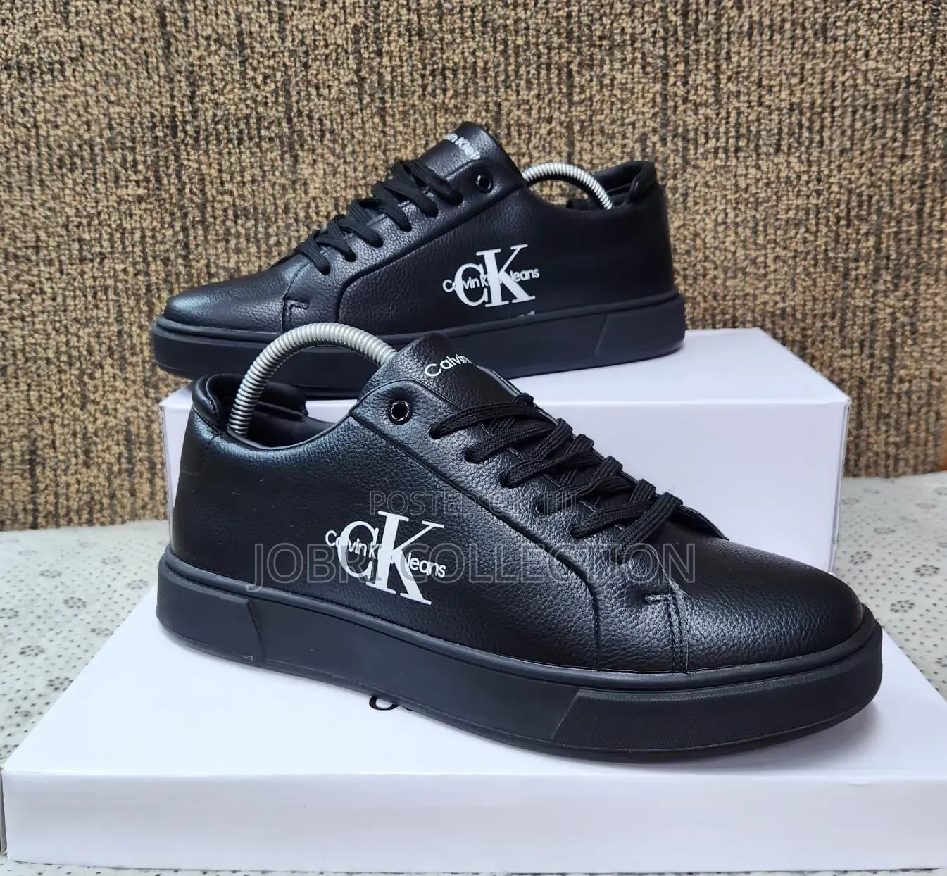 Black and White Calvin Klein Leather Casual Sneakers