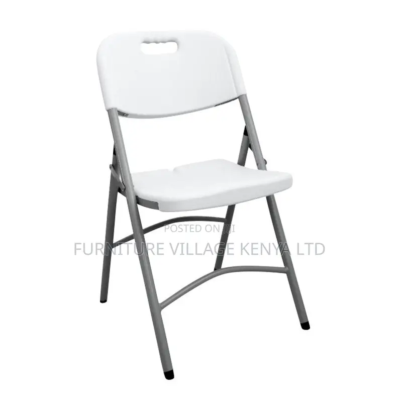 White Plastic Armless Home Office Study Chair