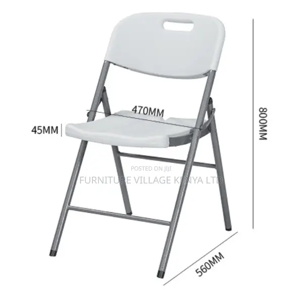 White Plastic Armless Home Office Study Chair