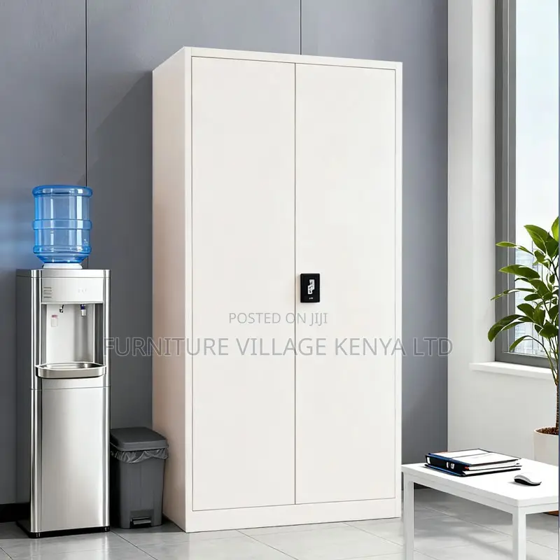 2-Door White Metallic Cabinet With Adjustable Shelves