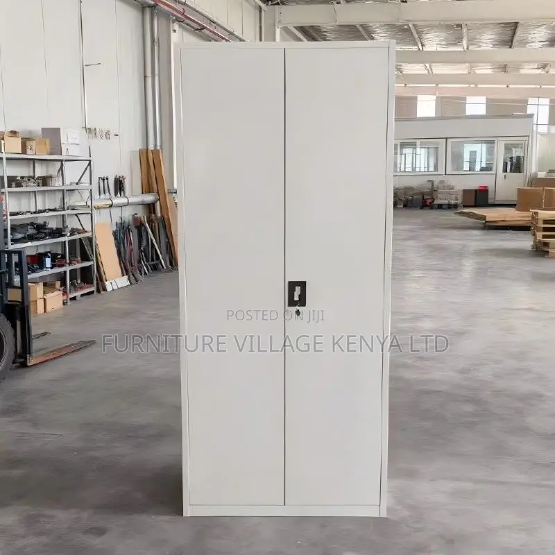2-Door White Metallic Cabinet With Adjustable Shelves