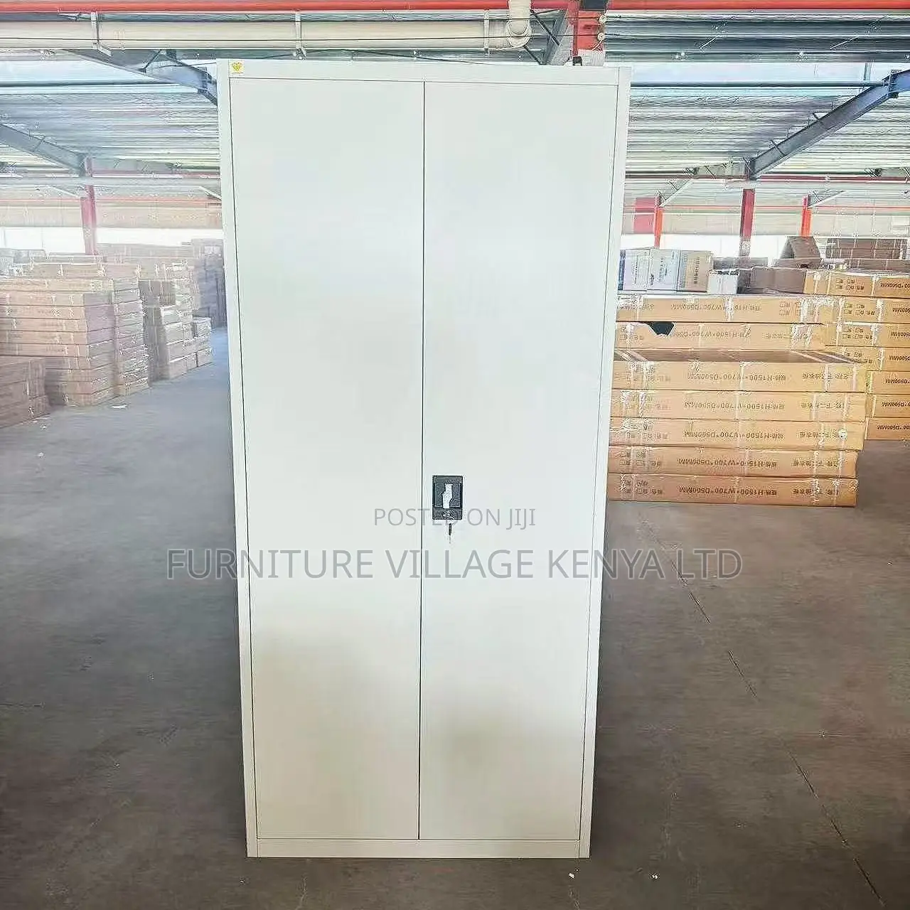 2-Door White Metallic Cabinet With Adjustable Shelves