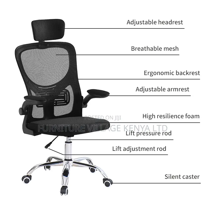 White Swivel Ergonomic Desk Seat With Armrest