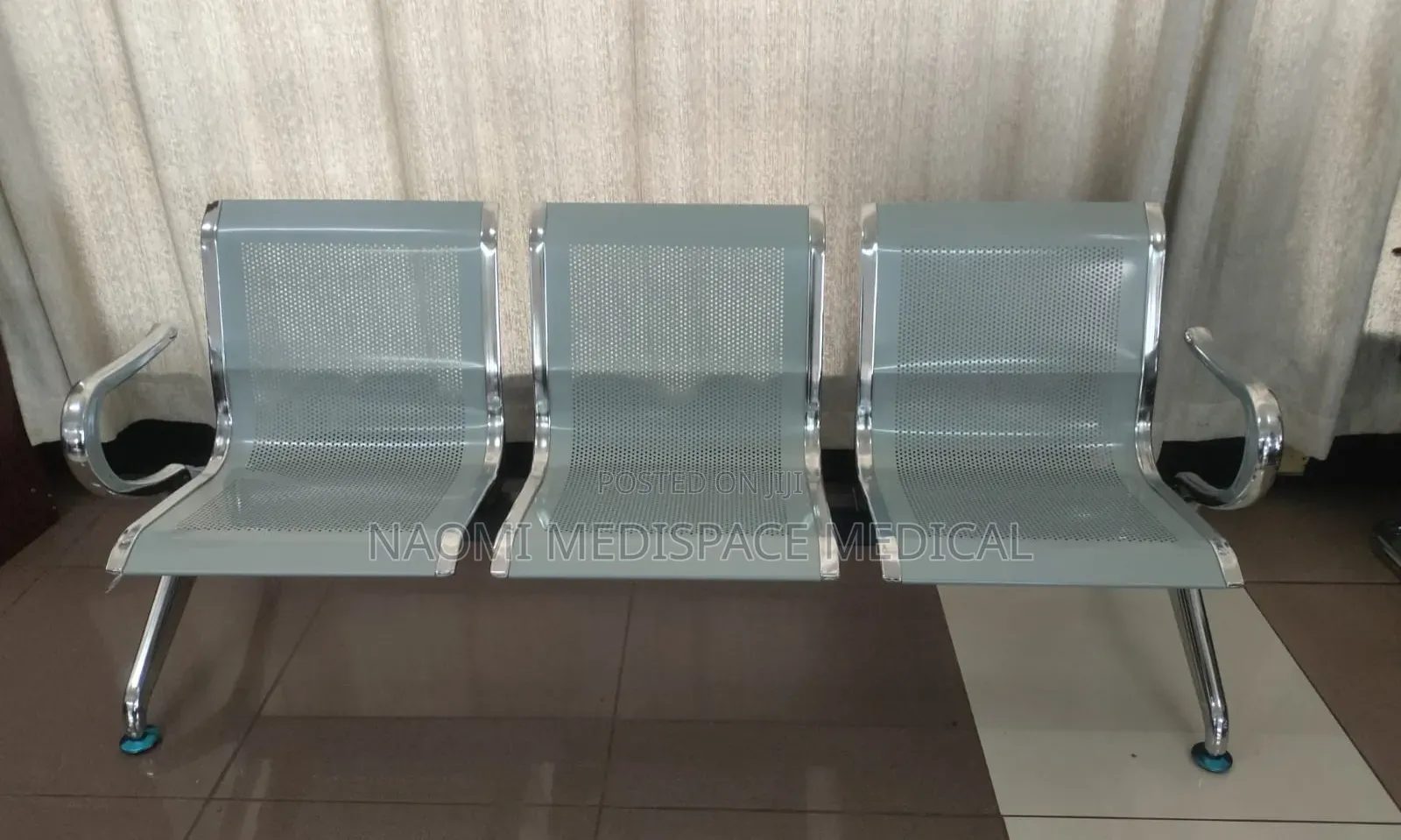 Silver 3 Seater Waiting Bench