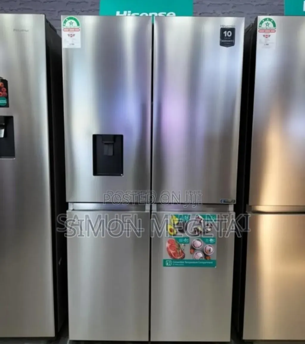 Shinny Silver Hisense 508l Side by Side Fridge