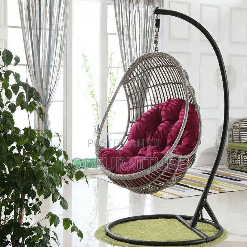 Home Chairs; Rattan Made Hammock Chair With Round Backrest