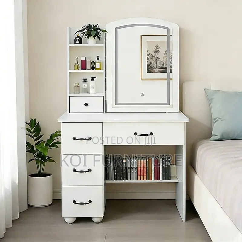 Dressers; White Bedroom Stylish Make Up Grooming Vanity With Mirror