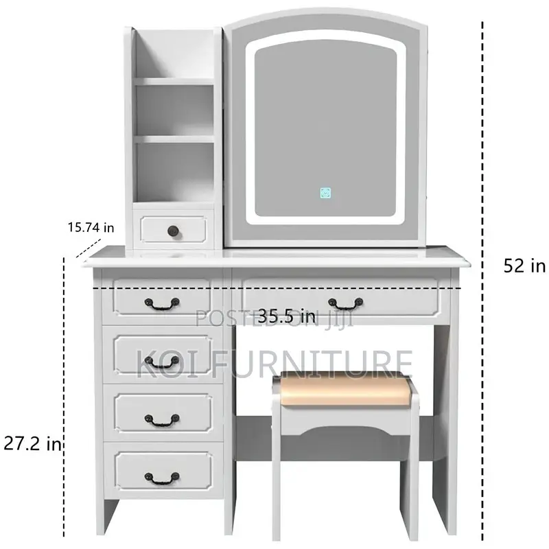 Dressers; White Bedroom Stylish Make Up Grooming Vanity With Mirror