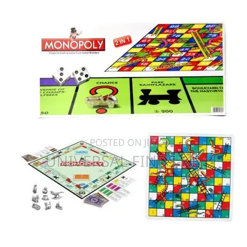2 Types of Games Combination Monopoly Snakes and Ladders