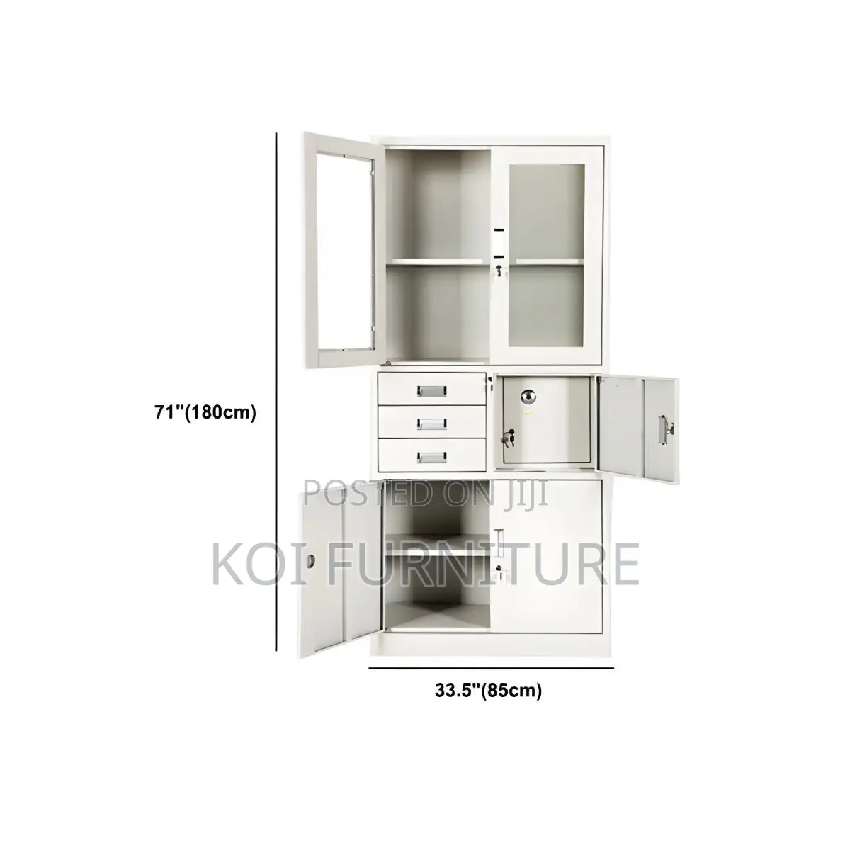 Office Cabinet; Metallic Executive Grey Cabinet With Safe and 2 Doors
