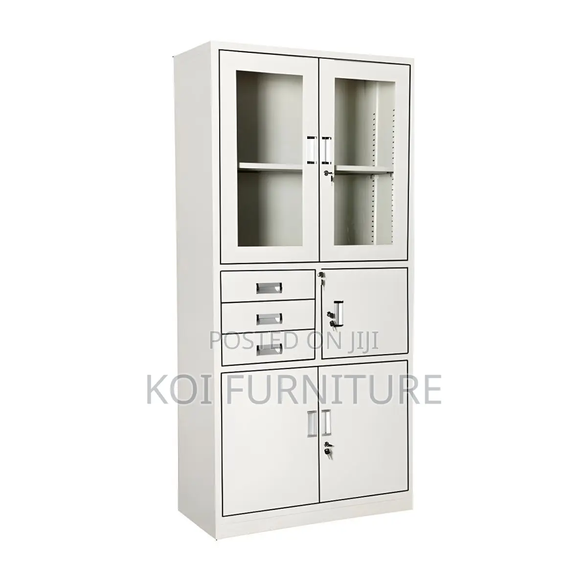 Office Cabinet; Metallic Executive Grey Cabinet With Safe and 2 Doors