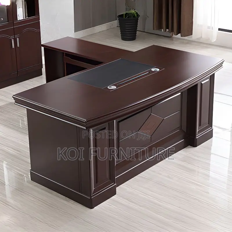 Office Desk; 1.4 Meters Mahogany Executive L Shaped Office Desk