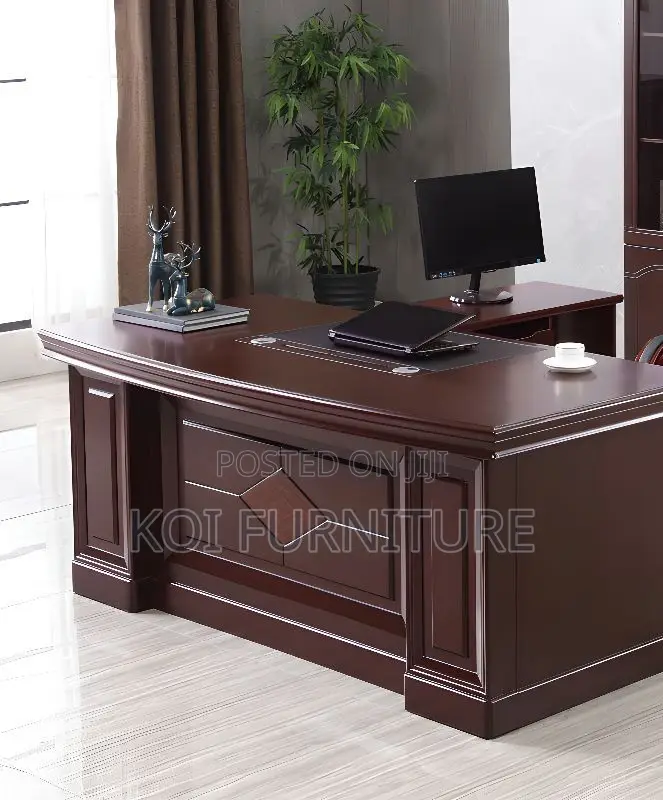 Office Desk; 1.4 Meters Mahogany Executive L Shaped Office Desk