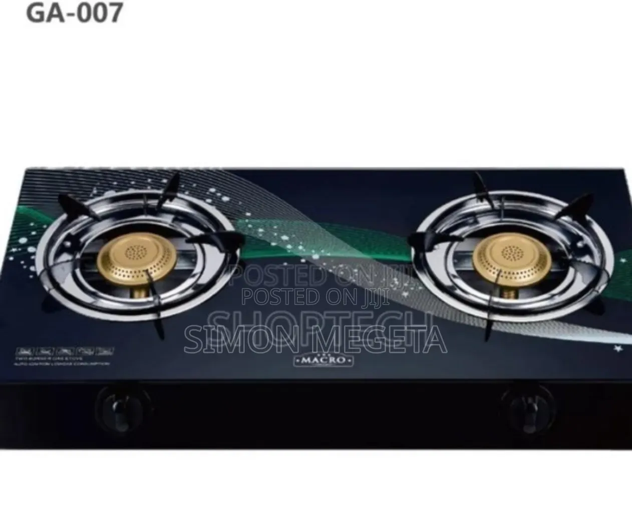 Quality Nunix 2burner Glasstop Cooker. Gas Saver