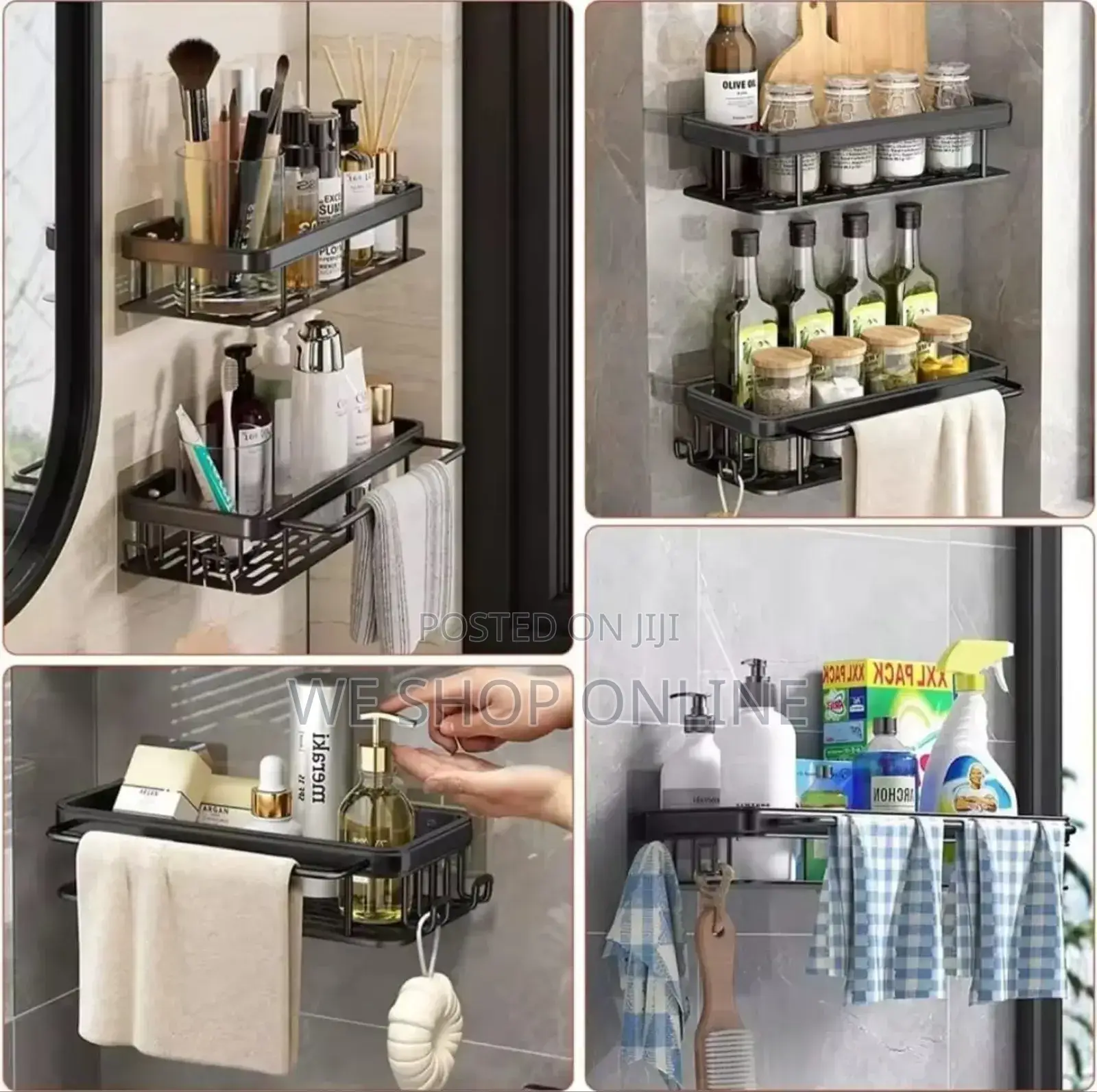 2 PCS Aluminum Alloy Rectangular Shelf With Towel Holder