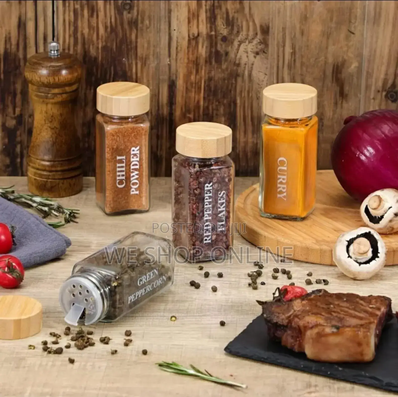 29 PCS Set Glass Storage Jars With Bamboo Lid .