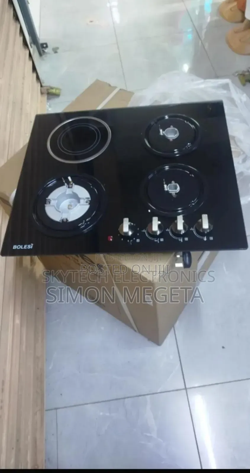 Black Original Bolesi 3burner in-Built Cooker + 1 Infrared Burner