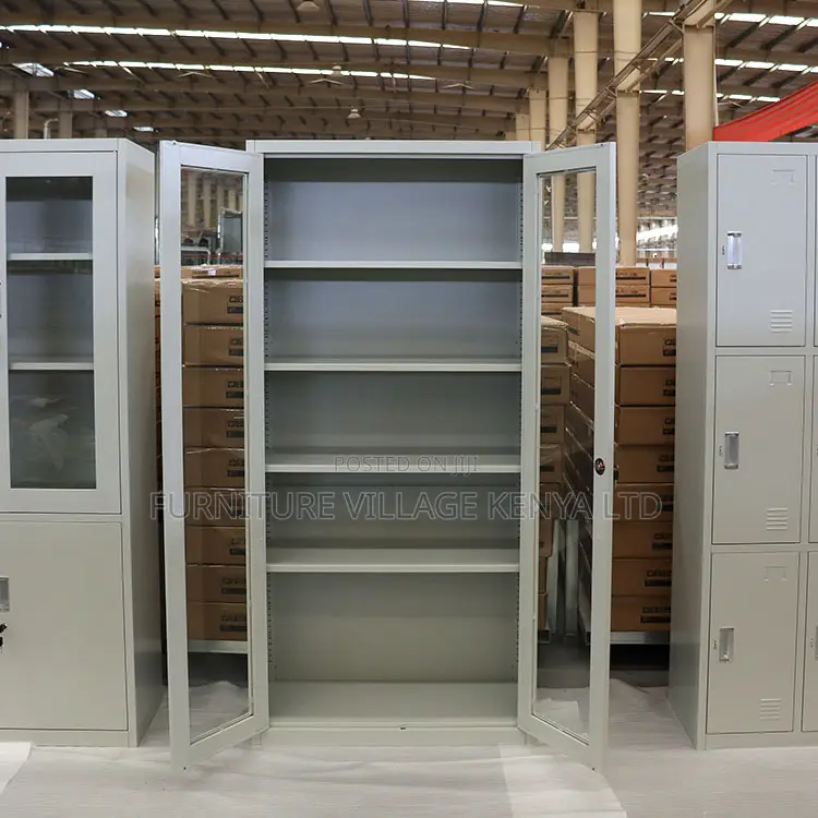 2-Glass Door Metallic Storage Office Cabinet