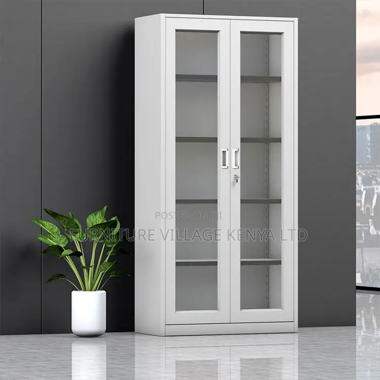 2-Glass Door Metallic Storage Office Cabinet