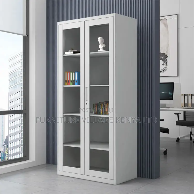 2-Glass Door Metallic Storage Office Cabinet