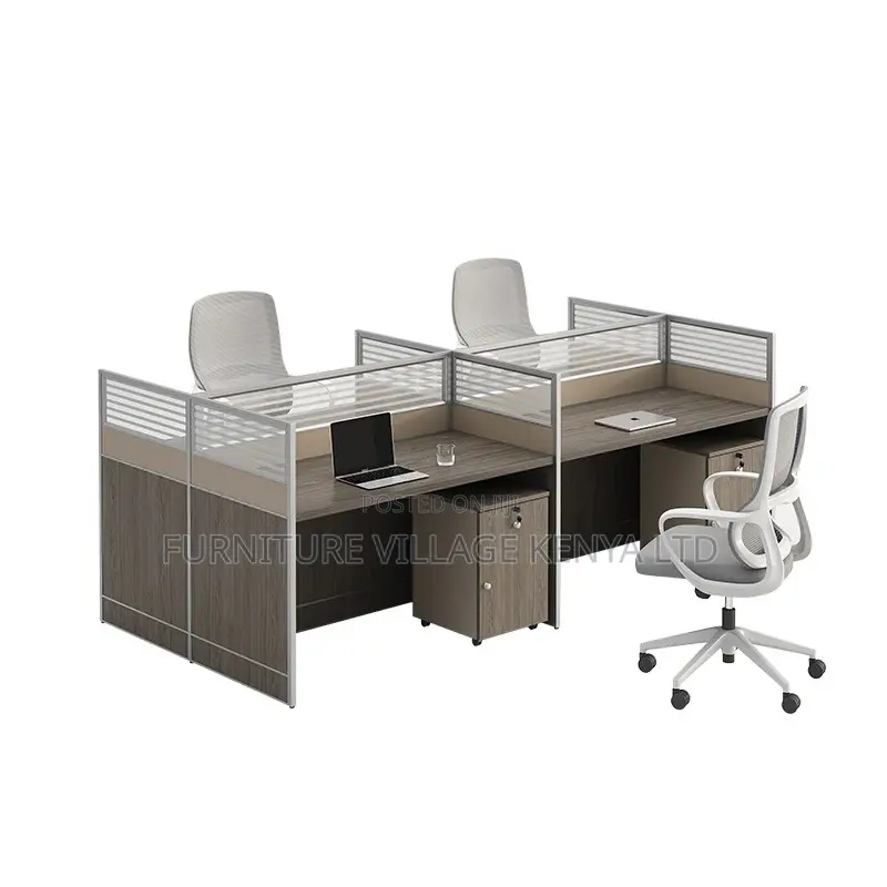 Imported 4-Seater Brown Modular Office Workstation