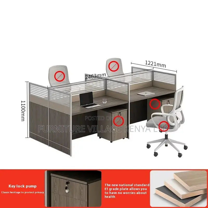 Imported 4-Seater Brown Modular Office Workstation