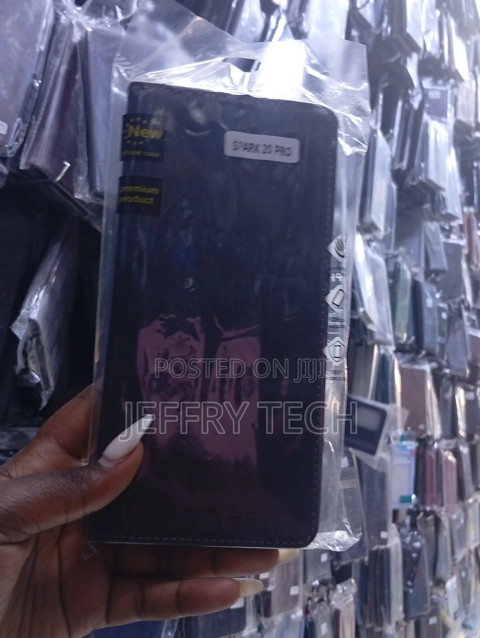 Black Flip Wallet Case for the Infinix Spark 20 Pro Smartphone.