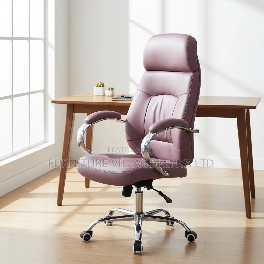 Brown Director's Swivel Leather Desk Seat