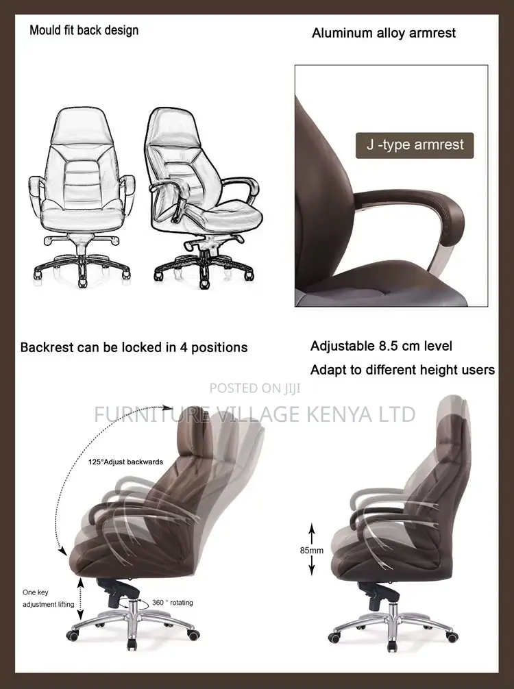 Brown Director's Swivel Leather Desk Seat