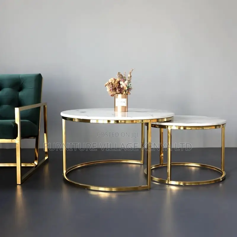 Round Twinned Marble Top Coffee Area Table