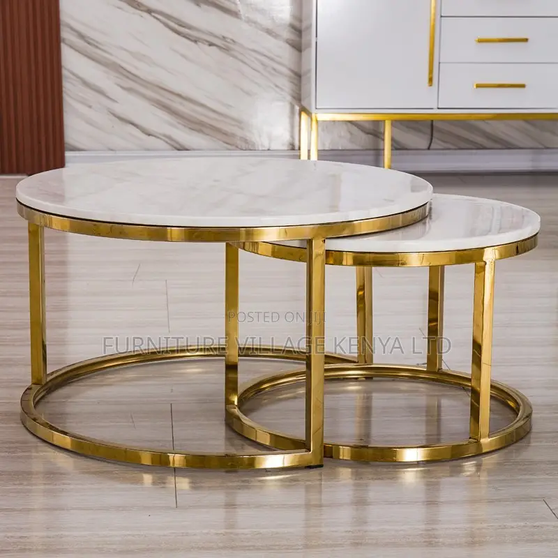 Round Twinned Marble Top Coffee Area Table