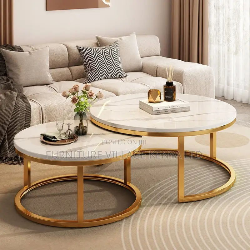 Round Twinned Marble Top Coffee Area Table