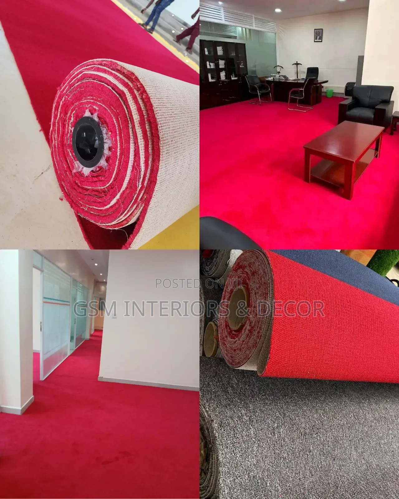 Rolled Red Wall to Wall Carpets for Church and Office