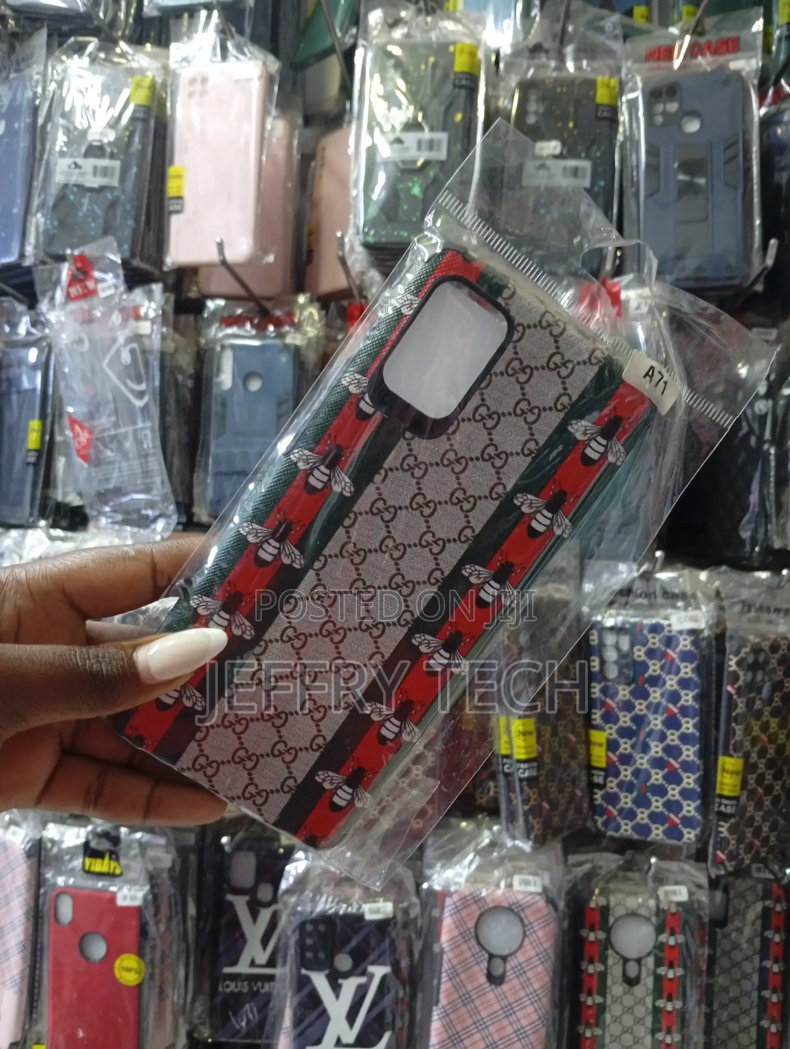 Gucci-Branded Protective Case Is for a Samsung Galaxy A71 Phone.