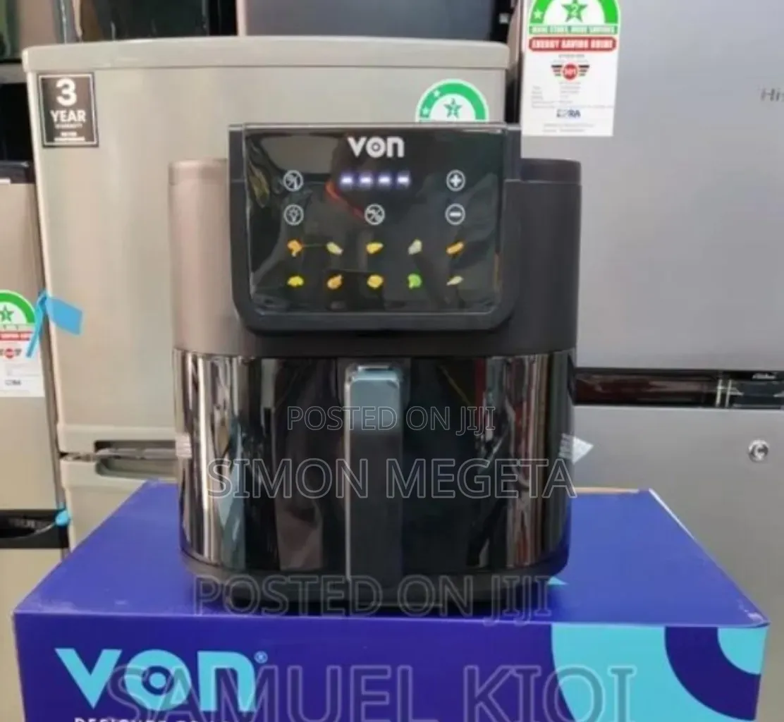 Black Von 8l Air Fryer Slim Air Fryer
