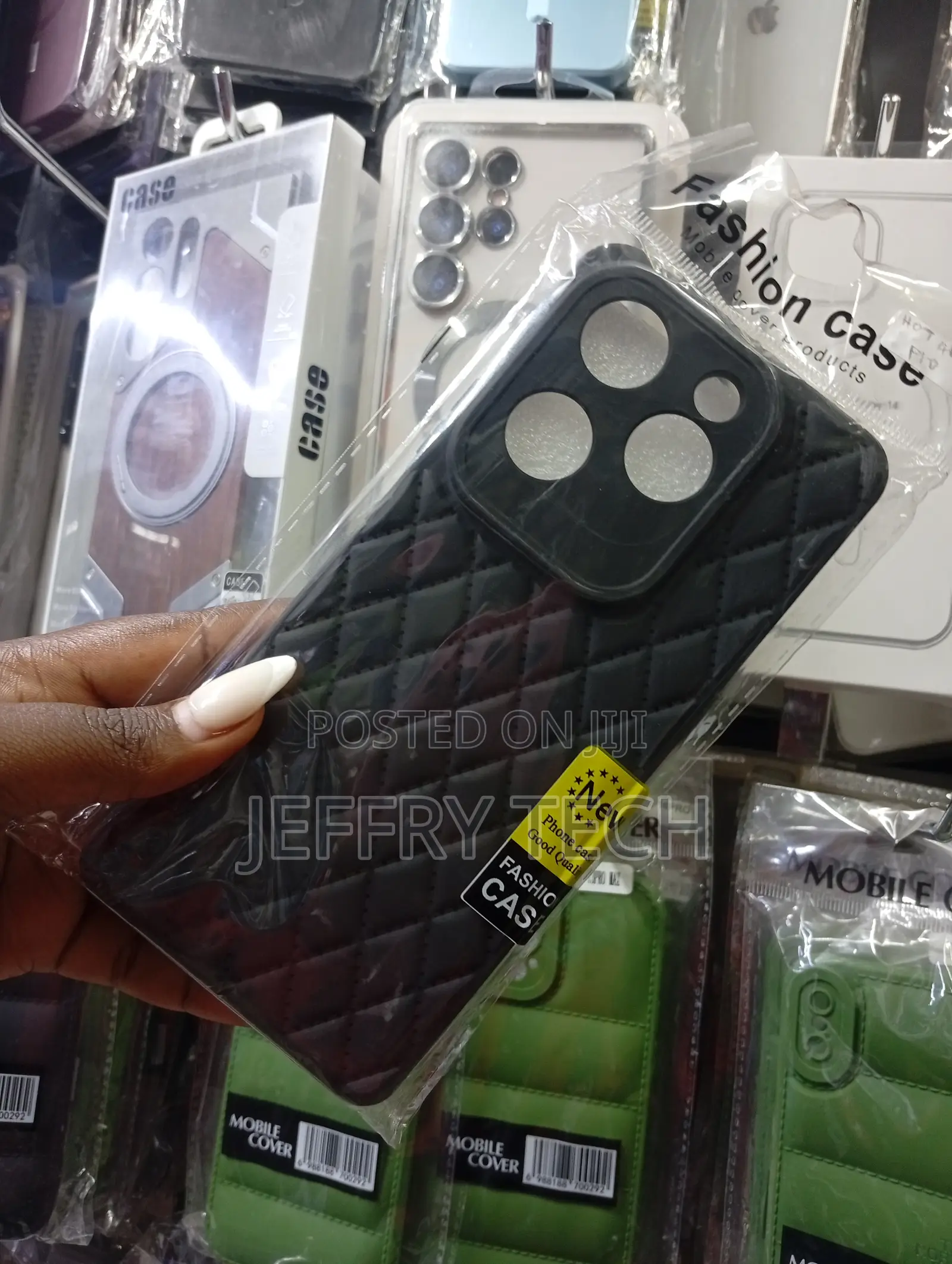 Black Pattern Leather Mobile Phone Cover Designed for the iPhone 14,