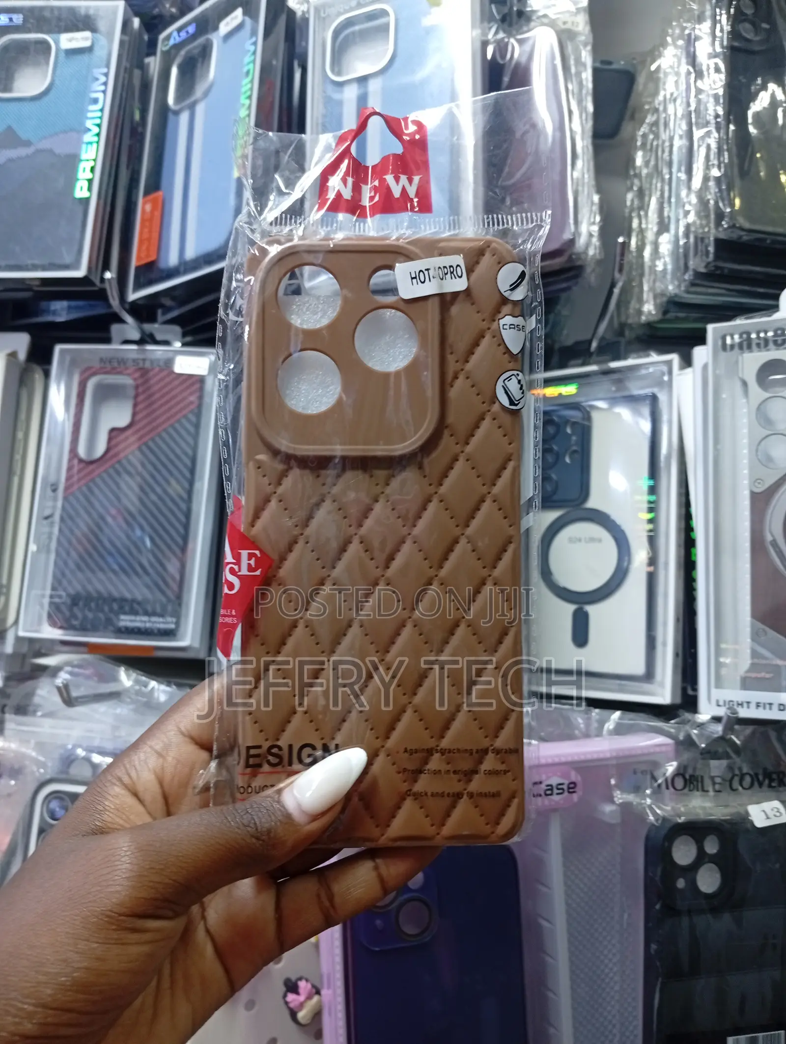 Brown Quilted Phone Case Is Compatible With the iPhone 14 Pro Max