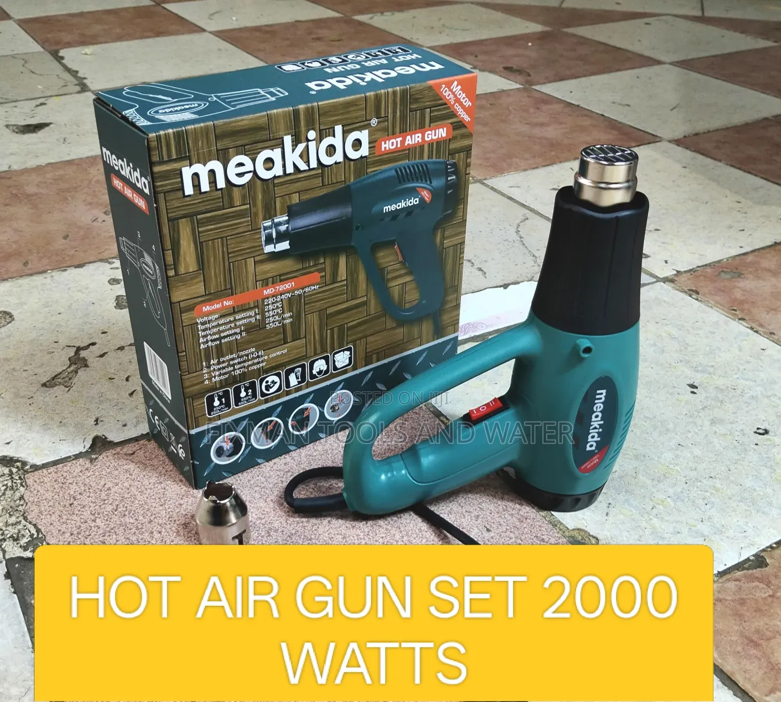Powerful Meakida Heat Gun Set 2000 Watts 240 v 550 ° Hot Air Gun